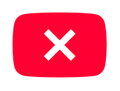 Das YouTube-Logo, aber statt des Play-Buttons ist in der Mitte ein dickes weißes Kreuz.